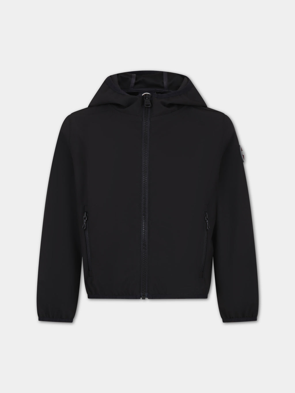 Black windbreaker for boy with logo